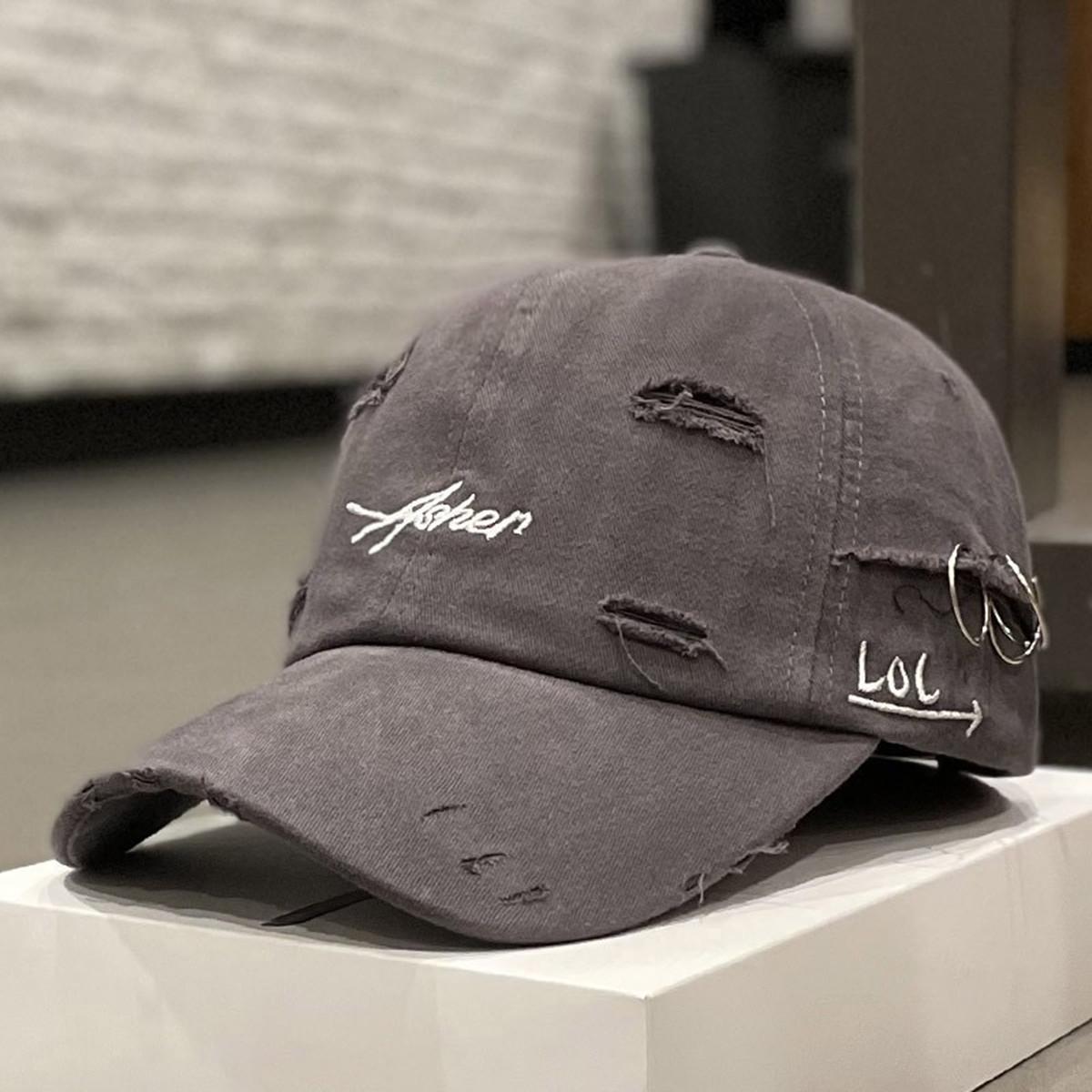 

Unisex Asher Embroidered Perforated Iron Ring Baseball Caps Spring Autumn Outdoor Adjustable Casual Hats Sunscreen Hat