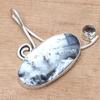 Pendant Dendritic Opal White Topaz Gemstone Valentine Day Silver Jewelry 1.75"