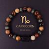 1PC 12 Zodiac Signs for Friends Lovers Stone Beaded Bracelet with Polished Natural Stone Adjustable Couples Friendship Minimalist