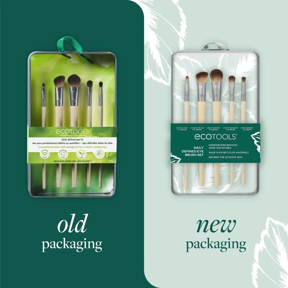 Daily Defined Eye Makeup Brush Kit 6 Piece Set Eco-Friendly Bamboo Handles Sustainable Makeup Brushes Liquid Cream Powder Travel