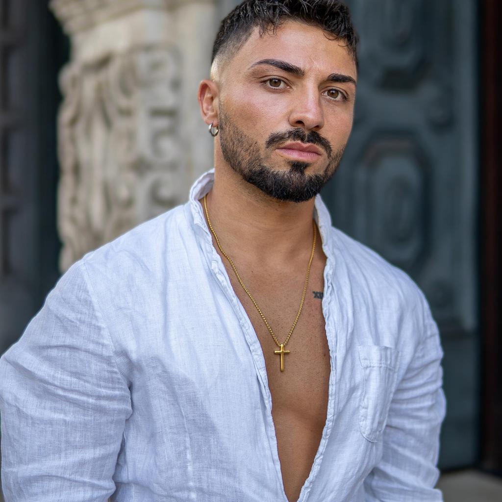 Kreuz Halskette für Männer mit Anhänger 50cm Gold Schmuckkette für Männer Geburtstag Tag Punk Rock Tag [SERASAR] - Vatertag Valentinstag