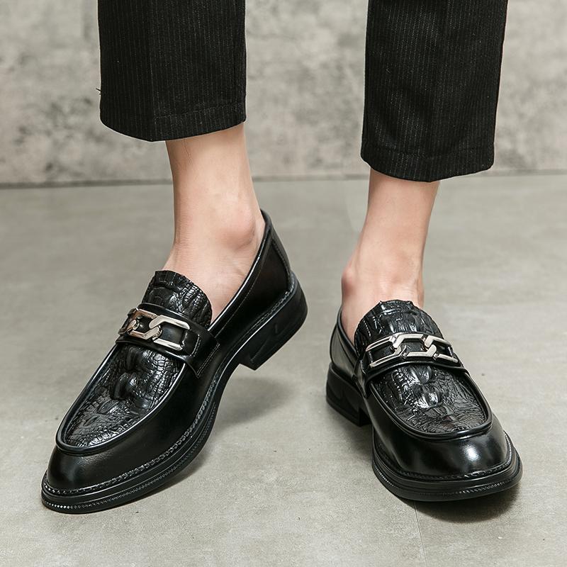 Fashion High Quality Men's Spring New Comfortable Pointed Loafers Fashion Brand Men's Crocodile Leather Business Banquet Leather Shoes