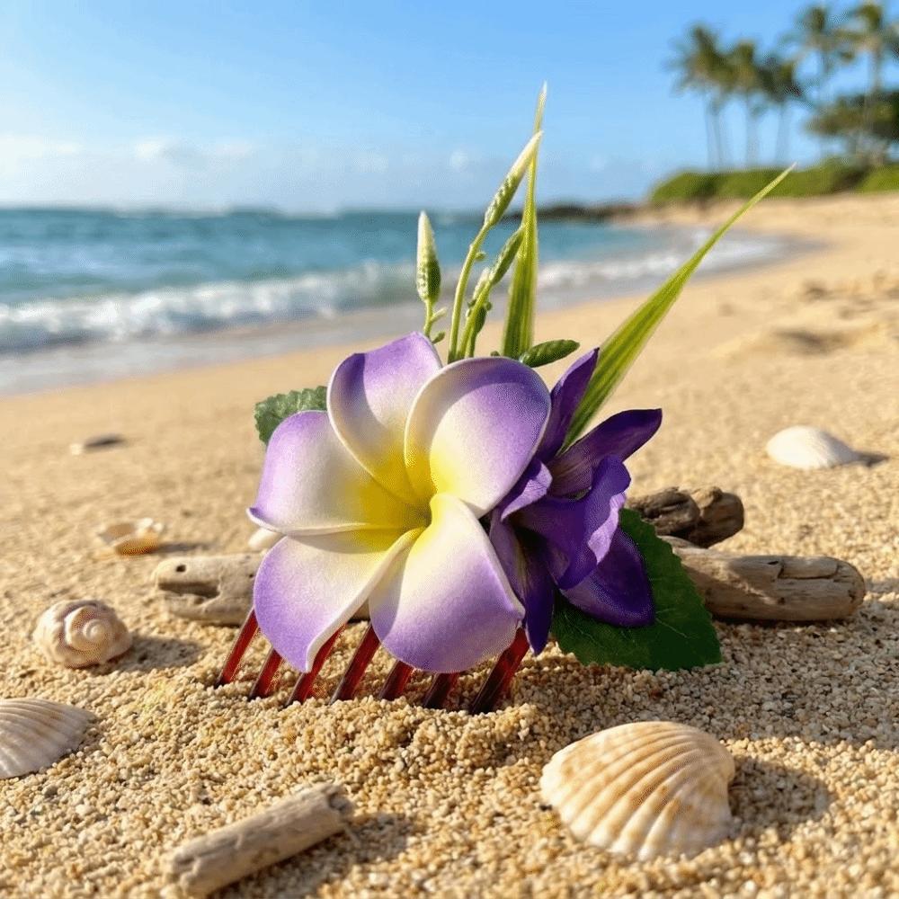 Elegant Side Clip Hair Clip Temperament Bohemian Style Hair Clip Fashion Plumeria Hair Comb Beach