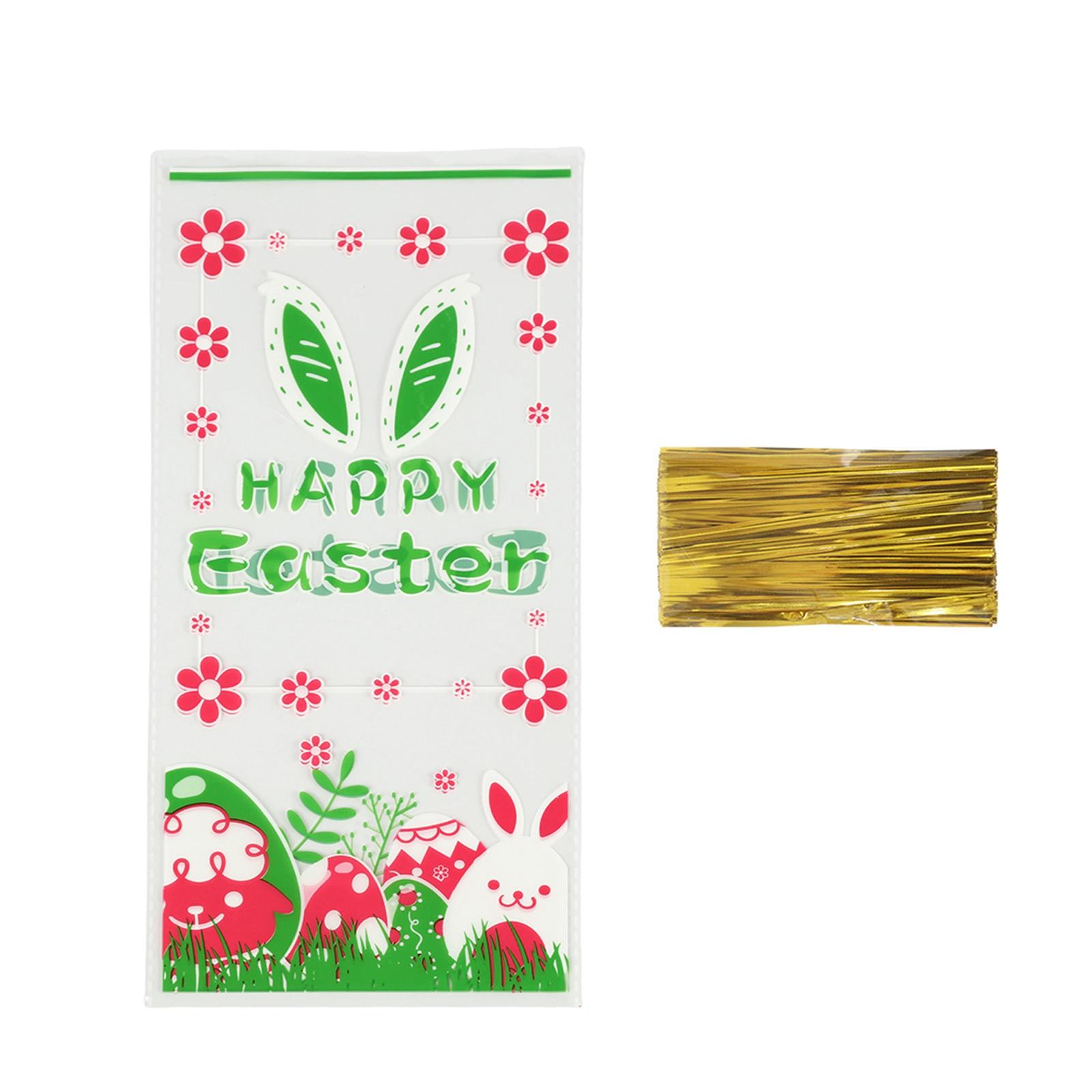 

100pcs Easter Cellophanes Candy Treating Bags,50 Pcs Goodie Cooikes Gift Bags With 60 Pcs Gold Twists Ties For Easter Party Favors Supplies