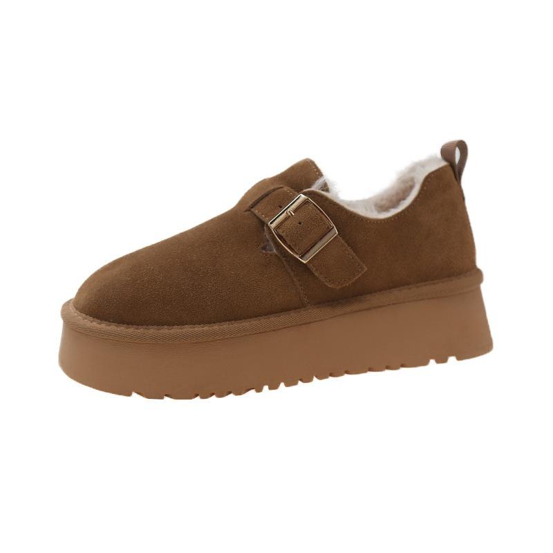 Damen neue Winter Samt Thermo Baumwollschuhe mit dicker Sohle lässige Schneestiefel ein Pedal Doudou Schuhe