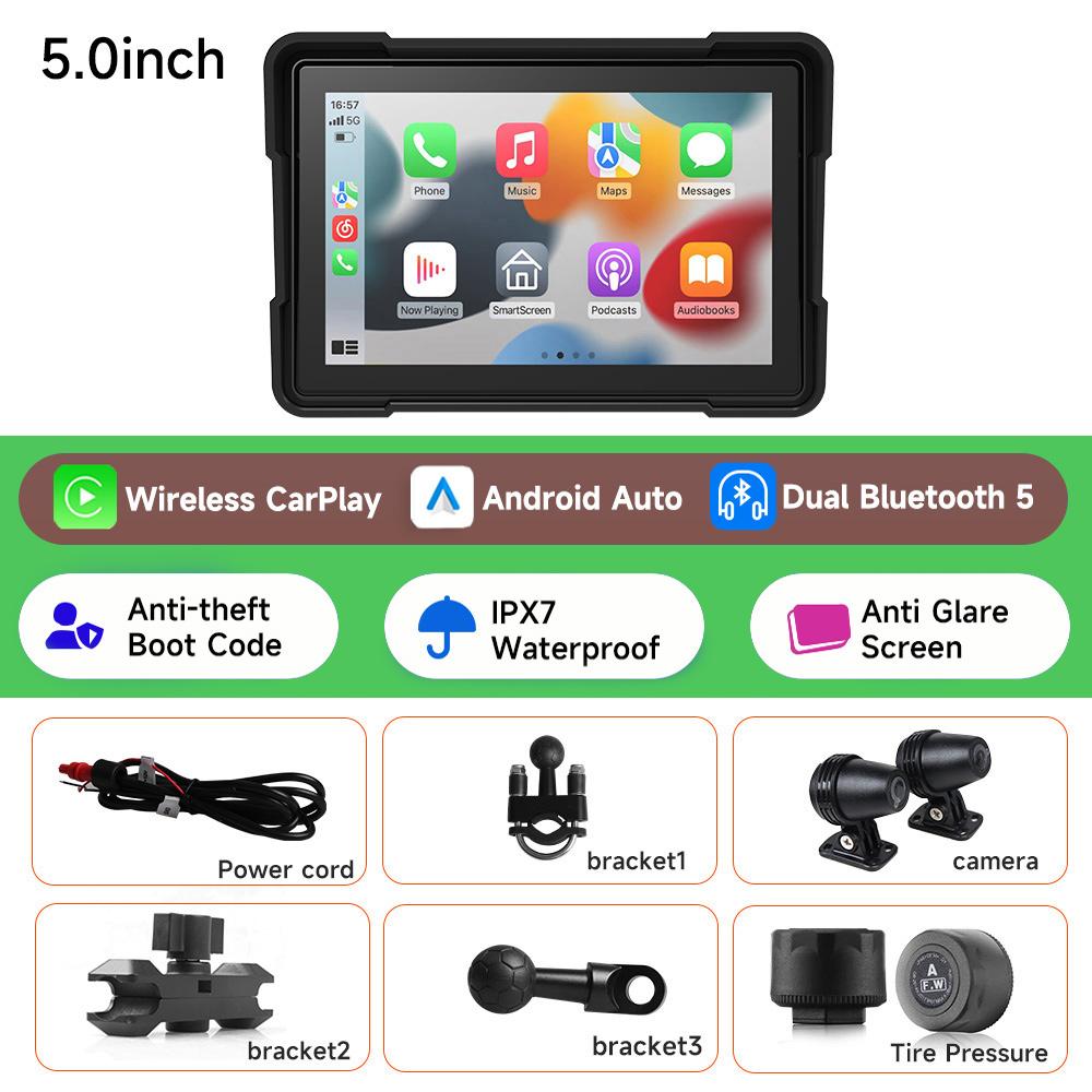 JIUYIN 7inch Motorcycle CarPlay Navigation Wireless CarPlay Android Auto Airplay Display Screen Portable Motorcycle Monitor