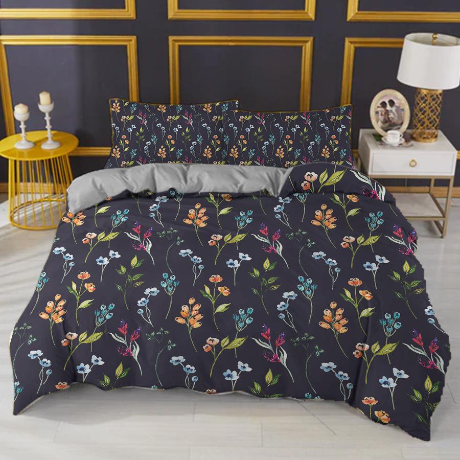 Pflanze Bambus Bettbezug KingQueen Größe Grünes Bambusblatt Zweigmuster Druck Bettwäsche Kollektion Weich 23 Teile Polyester Deckenbezug