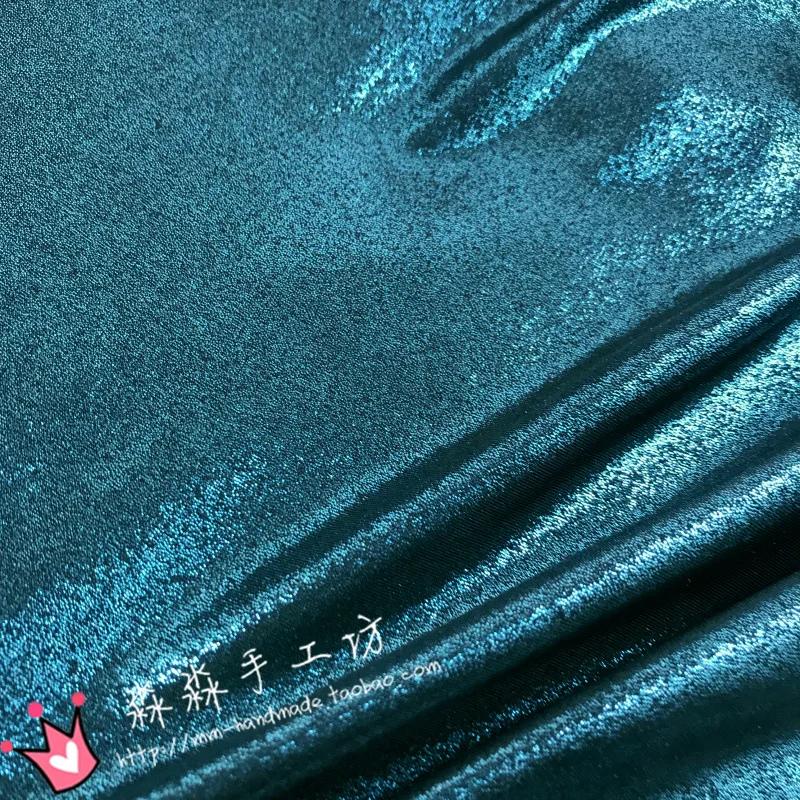 Stretch Glitzerstoff nach Metern für Hosen Röcke Badebekleidung Dekoration DIY Nähstoff Textil Dünn Weich Glänzend Einfarbig Blau Rot