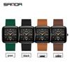 Sanda Square Men's & Women's Quartz Watch with Silicone Strap, Six Hands, Waterproof, Bar Markers, Fashionable Design
