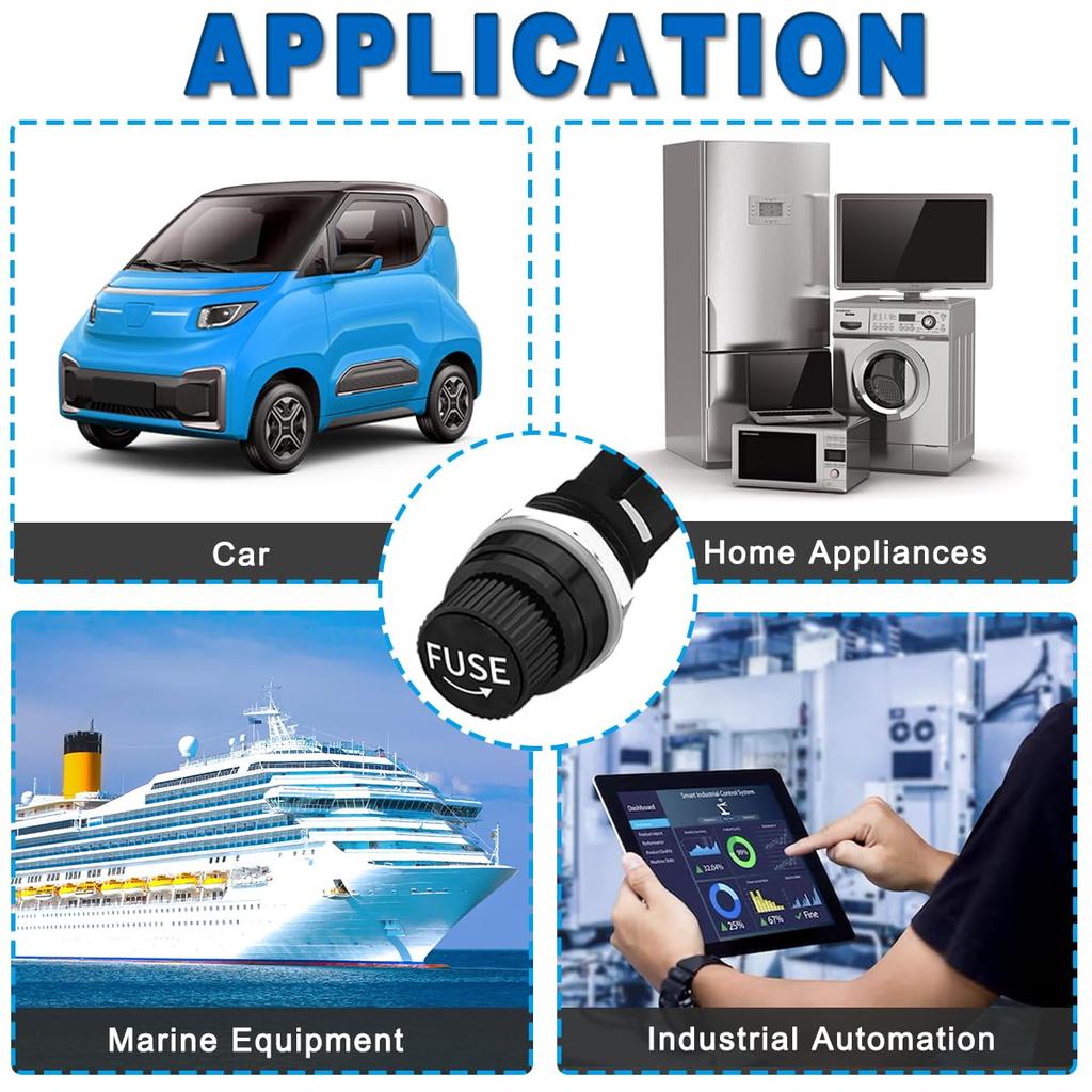 MKBKLLJY 8 Panel Mount Fuse Holder 5x20mm DC 250V AC Waterproof Weatherproof Screw