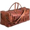 Handmade Weekend Overnight Leather Goat Travel Luggage Brown Duffel