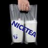 200piece Disposable Frosted Plastic Bags 1/ 2 Cups Printed Cartoon Flower Tote Bag Milk Tea Coffee Juice Takeaway Packaging Pouc