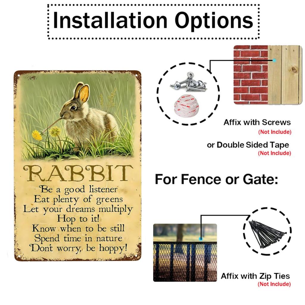 1pc Rabbit Metal Sign No Matter What The Rabbits Say Retro Signs Rustic Metal Funny Wall Decor for Home Club Pub 12x8 Inch