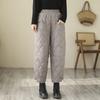 Winter Effen Kleur Ruitvormige Neergedrukte Broek Dames Winddicht en Warm Witte Eendendons Casual Broek