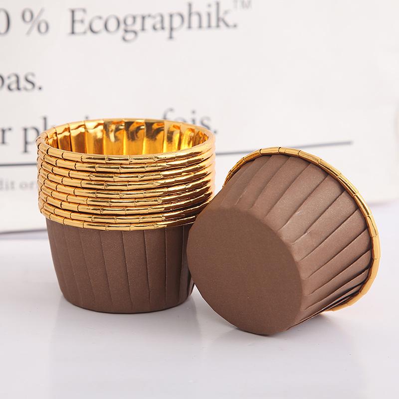 Roll Mouth Cup High Temperature Resistant 50 PCs Thick Baking Cup Baking Cups Medium Large Cake Gold and Silver Cake Paper Cups