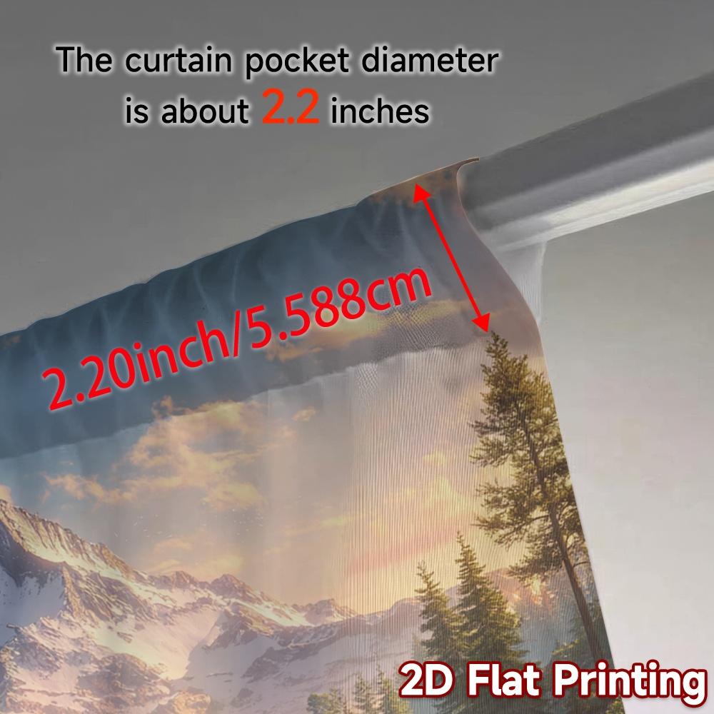 Set Of 2 Flat Printing Curtains Without Rod Mountain Serenity Creative Prints Home Modern Sheer Made Polyester