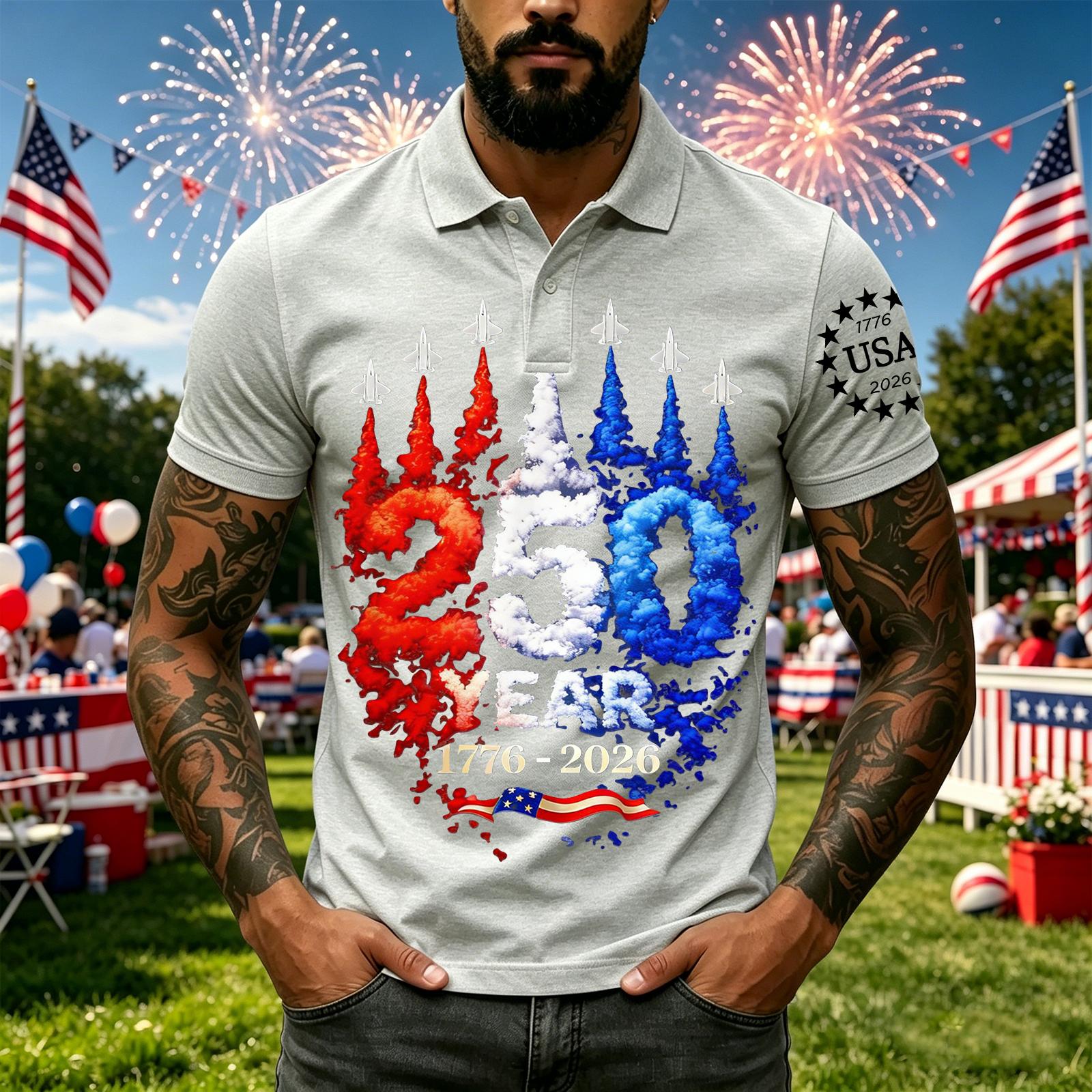

Men s Casual Short Sleeve Polo Shirt with Independent Day Graphic Print Classic Fit Breathable Fabric Comfortable Design S