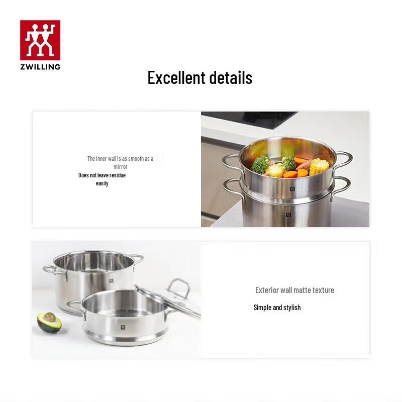 Zwilling Nova Plus 28cm Stainless Steel Steamer & Soup Pot Set
