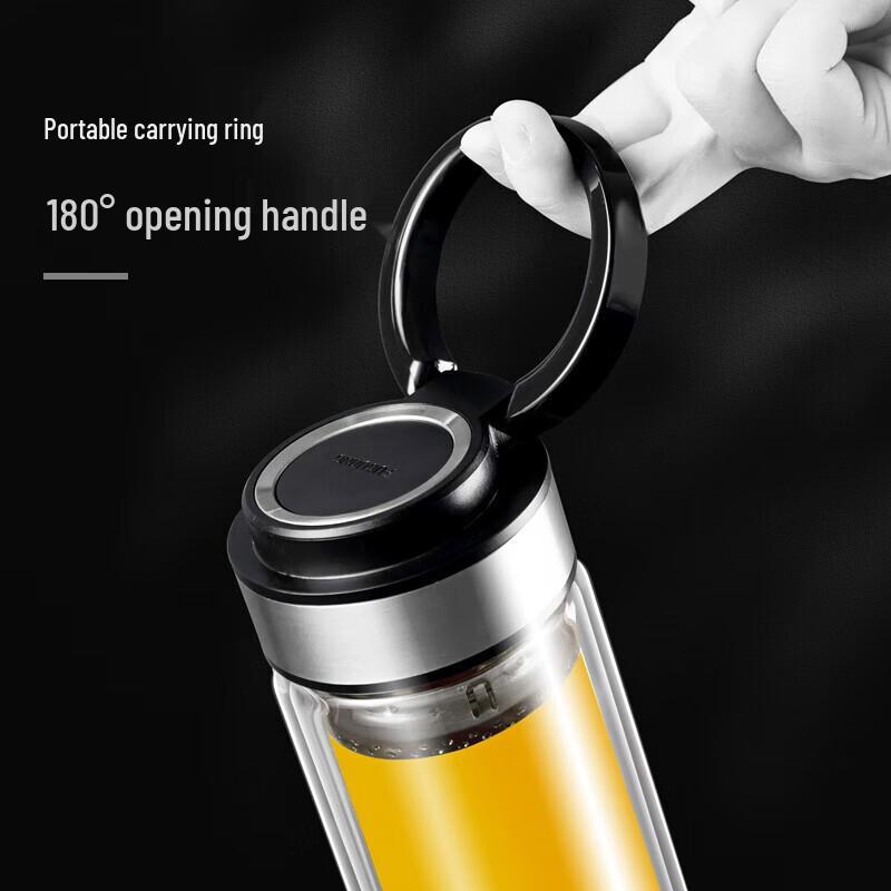 FUGUANG 330ml Double-Layer Borosilicate Glass Tea Infuser Bottle