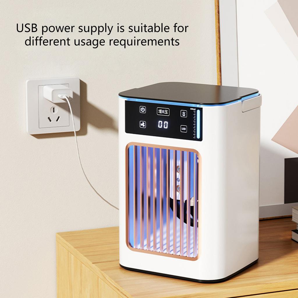 Miniature Desktop Humidifying Air Conditioner Fan Usb Rechargeable 900ML Water Tank Cooling Fan with Breathing Light