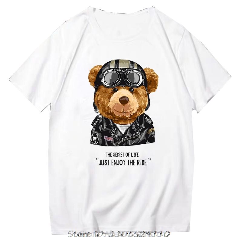 Teddy Bear Tshirt Cool Robotic Graphic Tops Harajuku Cartoon Streetwear Fitness Clothes Casual Fashion Tee Roupas Masculinas