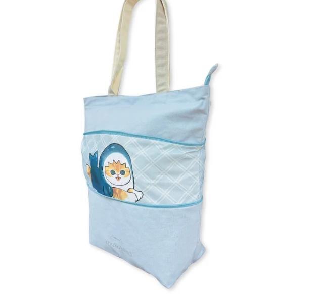 Mofusand Stretchable Tote Bag L Size ( Blue ) Japan NEW