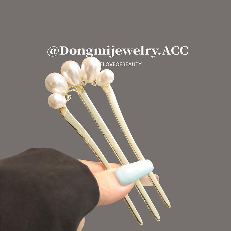 Imitation Pearl Three-tooth Hair Comb Chinese Style Hairpin Hanfu Cheongsam Hair Accessories