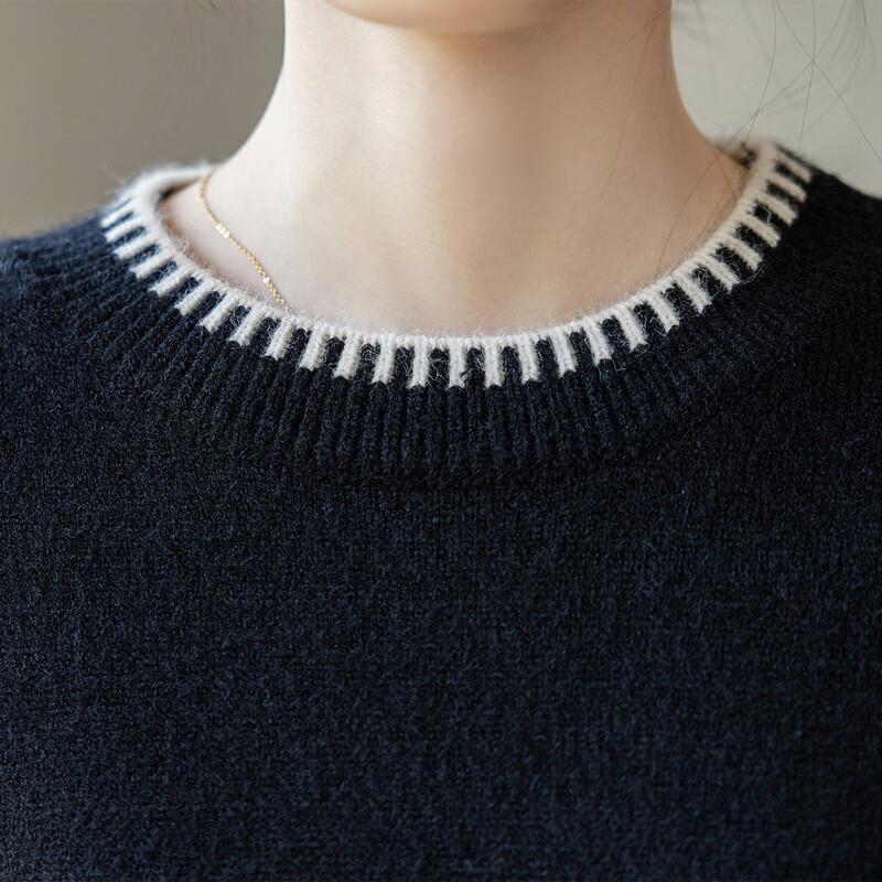 Mokana Women's Color-block Round Neck Knit Sweater