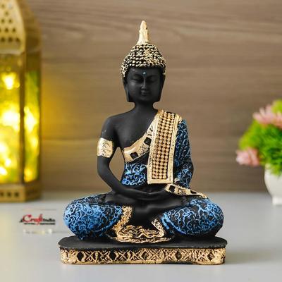 23 Zentimeter Meditierende Sitzende Buddha Statue Ausstellungsstück für Heimdeko | Heimdekorationsartikel für Wohnzimmer
