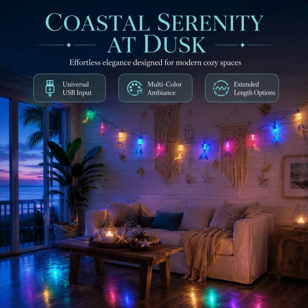 Multicolor Mermaid Tail LED String Lights Aquarium Themed LED Fairy Light String Fairy Light Ocean Theme