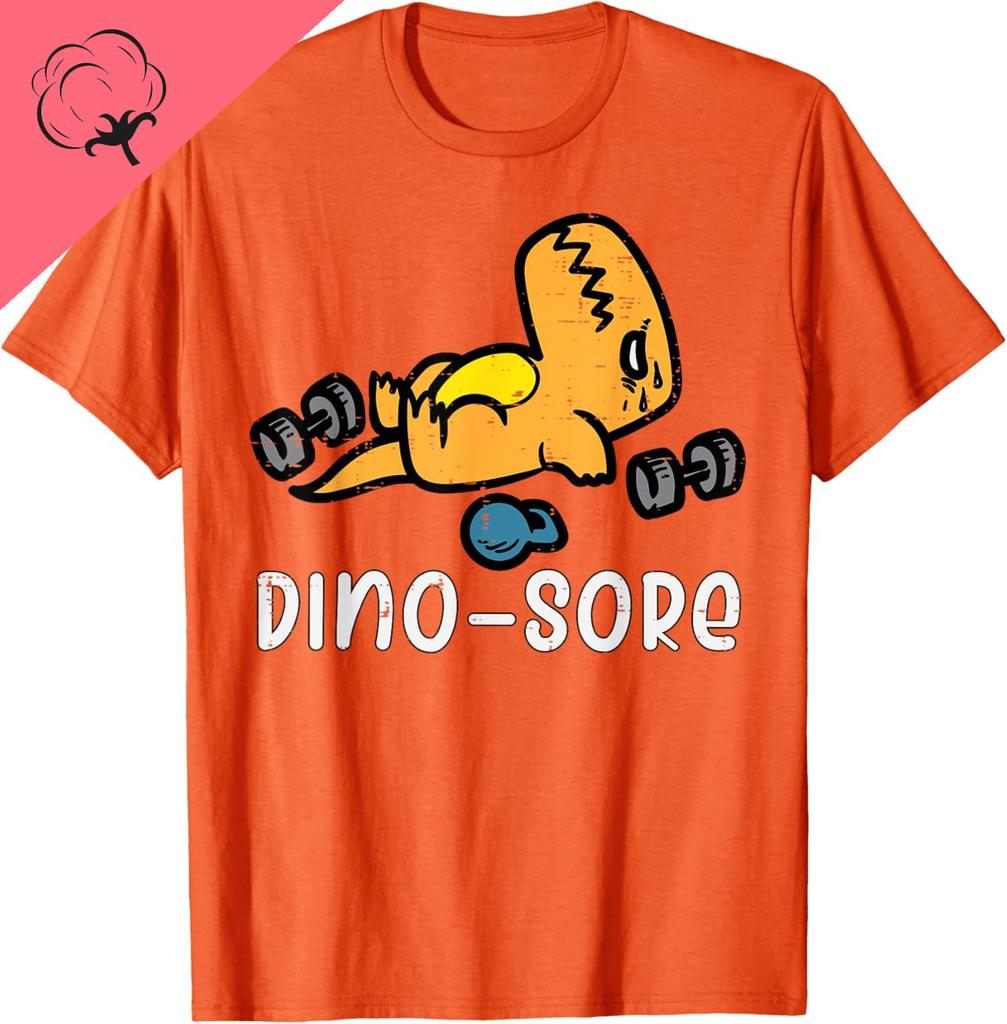 Vintage Hot Sale Gym Workout Dino Sore Exercise Fitness Boys Kids Women Unisex TShirt Cotton Sport Top Short Sleeve Tee