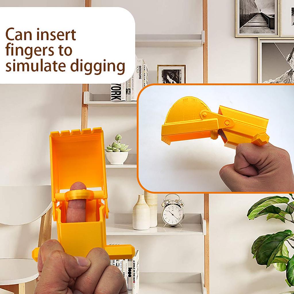 3D Printed Finger Excavator Model – Articulated Micro Mechanical Toy And Desk Tool
