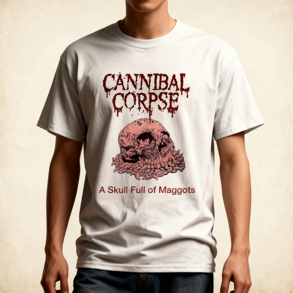 

Новая футболка Cannibal Corpse Череп, полный личинок Белая Унисекс Все размеры Унисекс Футболка XXL