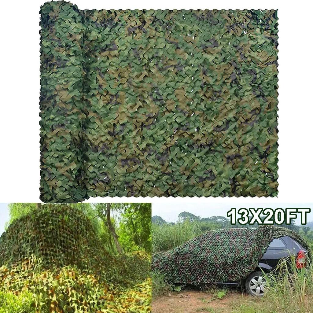 13x20 stop Zelená maskovací síťovina Armádní camo Venkovní stínící síťovina Lesní Kempování Lov Kryt Stíněný přístřešek pro kempování