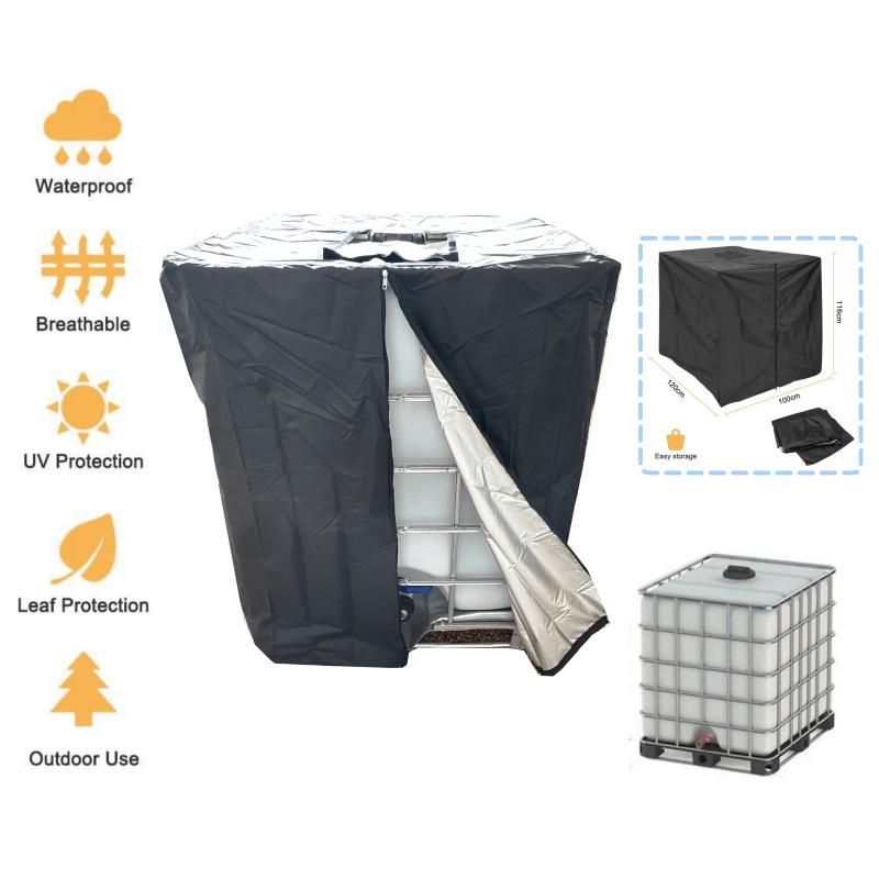Copertura Impermeabile per Serbatoio IBC 1000L in Tessuto Oxford 210D con Cerniera e Coperchio - Antipolvere e Termoisolante.