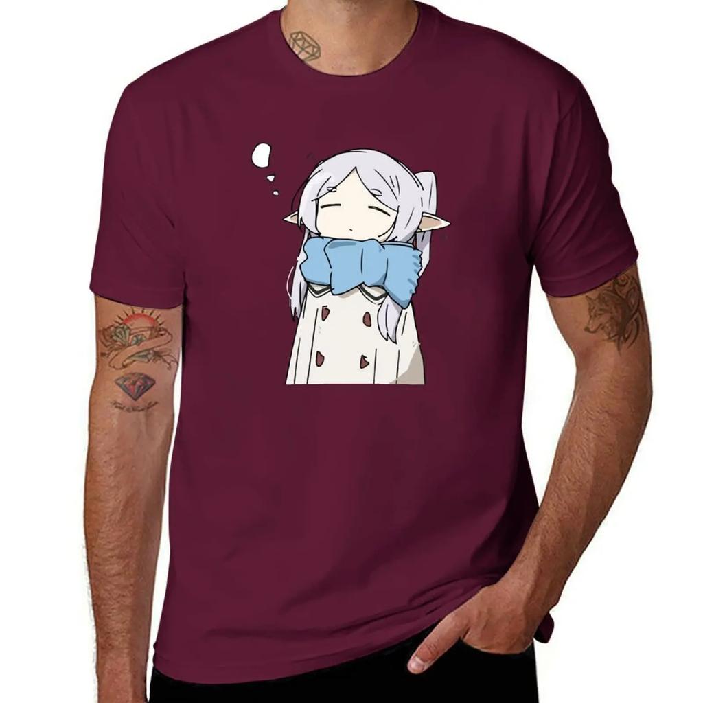 Sleepy Eepy Frieren Doodle Tshirt Anime T Shirts Baggy Shirts Unisex Clothing