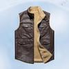 Cross2025 Men's Autumn/Winter Plus Velvet Thick Leather Vest - Youth Outdoor Casual Fashion