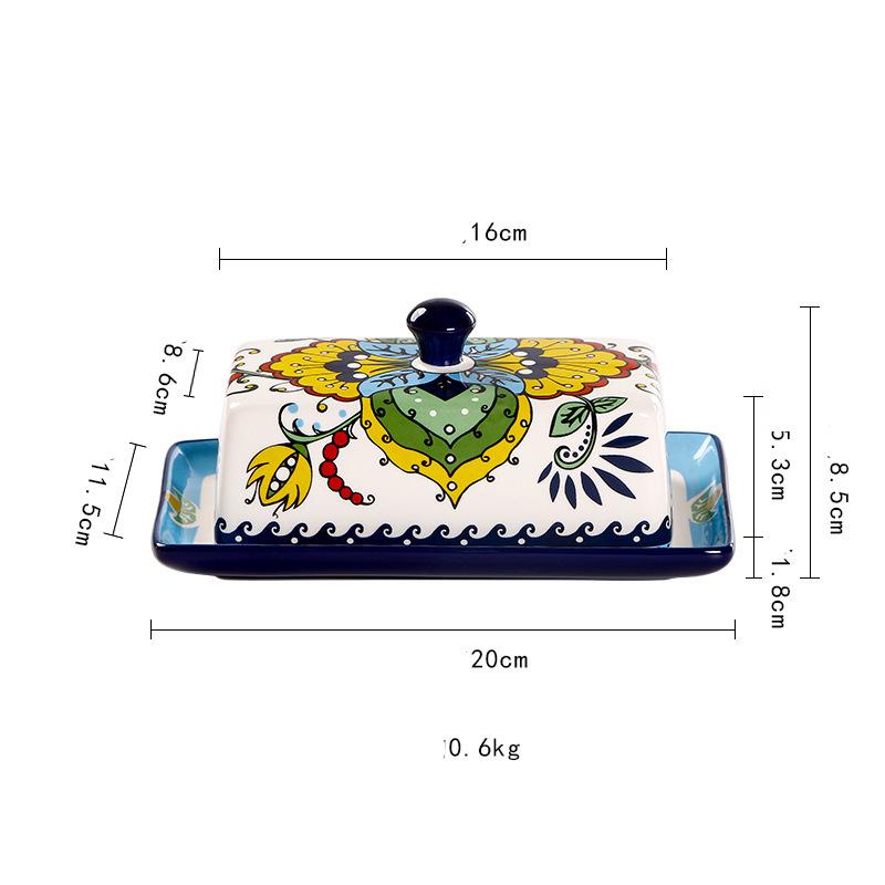 Keramická máslenka s víkem na pult, držák na máslo s vzduchotěsným víkem, nádoba na máslo na pult nebo do lednice
