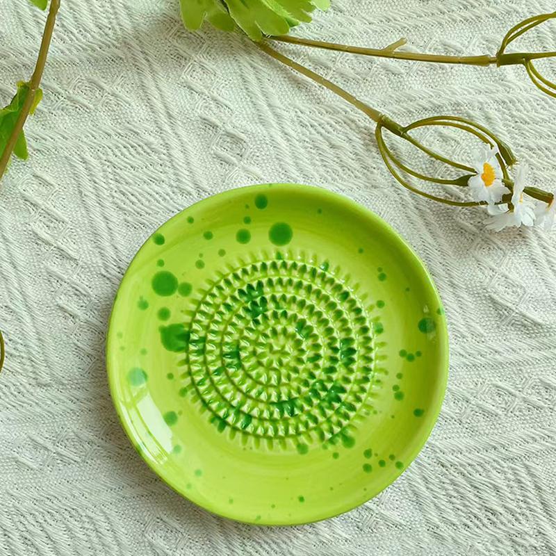 Ceramic Grater Plate Food Grade Non-Slip Garlic Ginger Spices Grinding Tool for Home Kitchen Daily Cooking