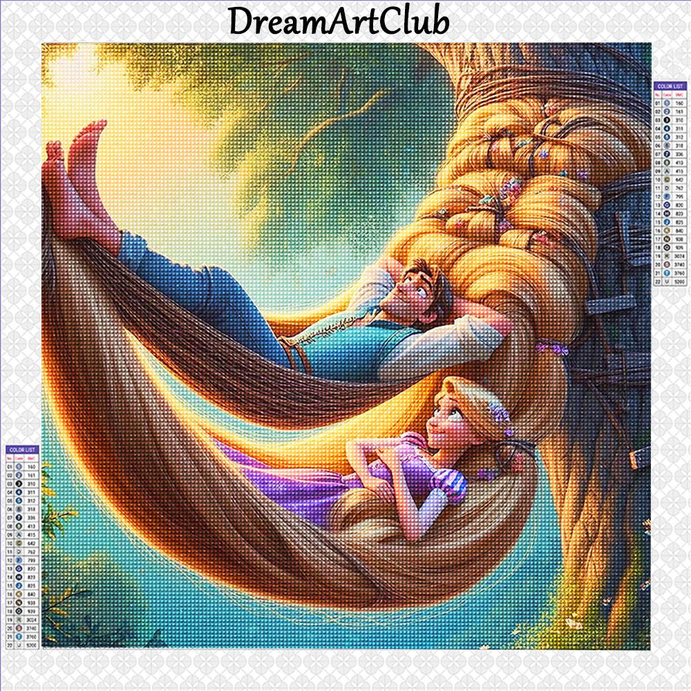 Tangled Diamond Painting Rapunzel Full Round Drill Mosaic Cartoon Cross Stitch Embroidery Princess Wall Art