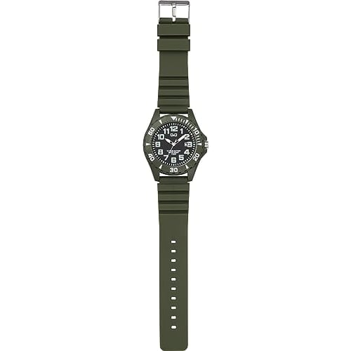 Citizen Q&Q Watch Cue and Cue Analog 10 års batterilevetid 10 ATM Vanntett Urethane Band A22A-003VK Khaki for menn