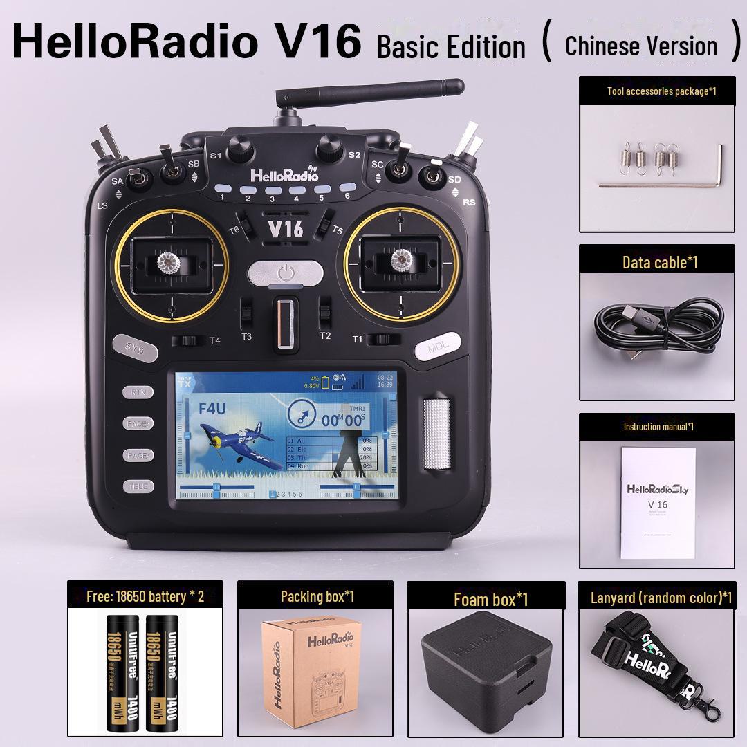 

HelloRadio V16 MAX: Багатопротокольний пульт дистанційного керування з відкритим кодом, металевим джойстиком та високочастотним EdgeTX для дронів ELRS Left Throttle
