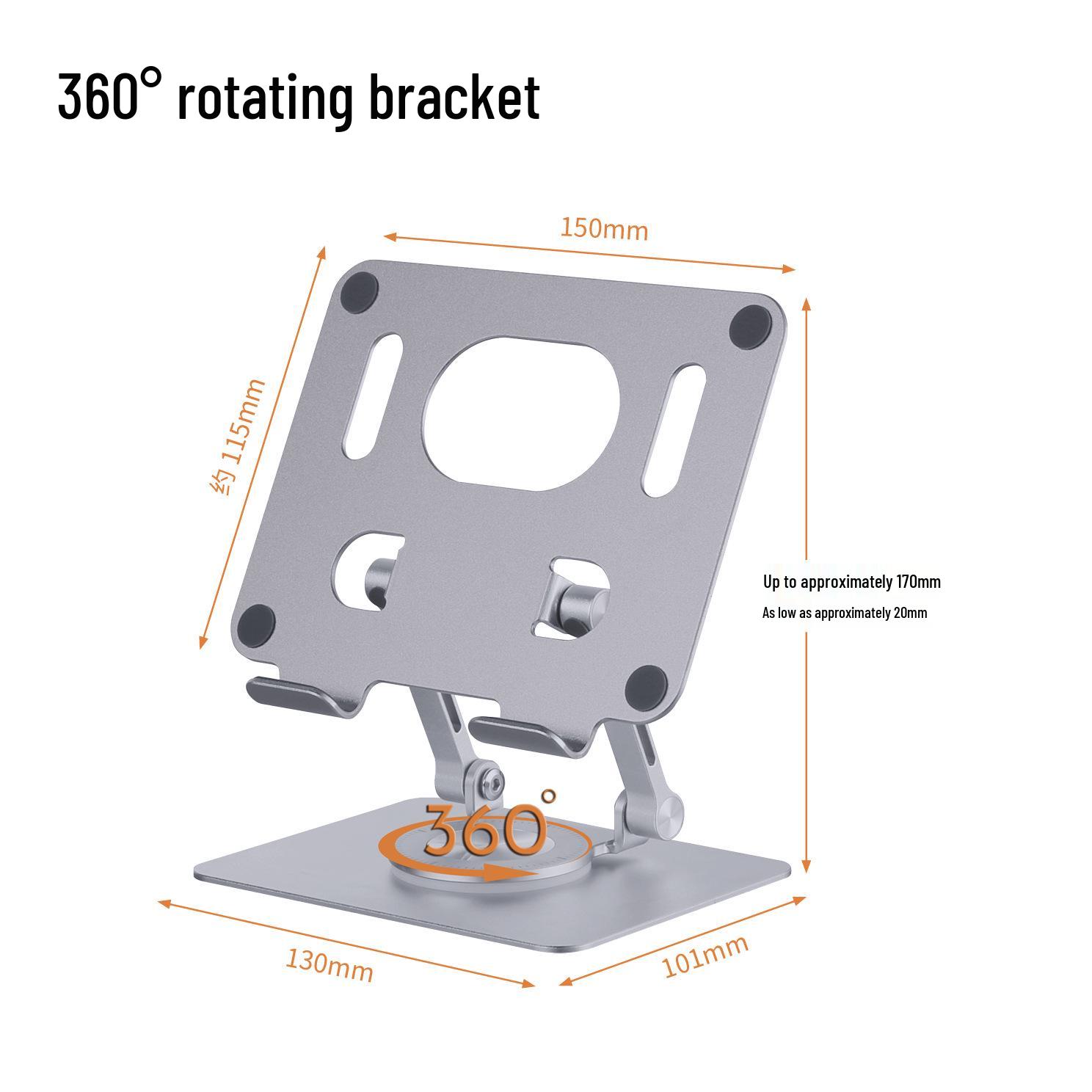 

Foldable Rotatable Aluminum Tablet Stand with Heat Dissipation сірий колір