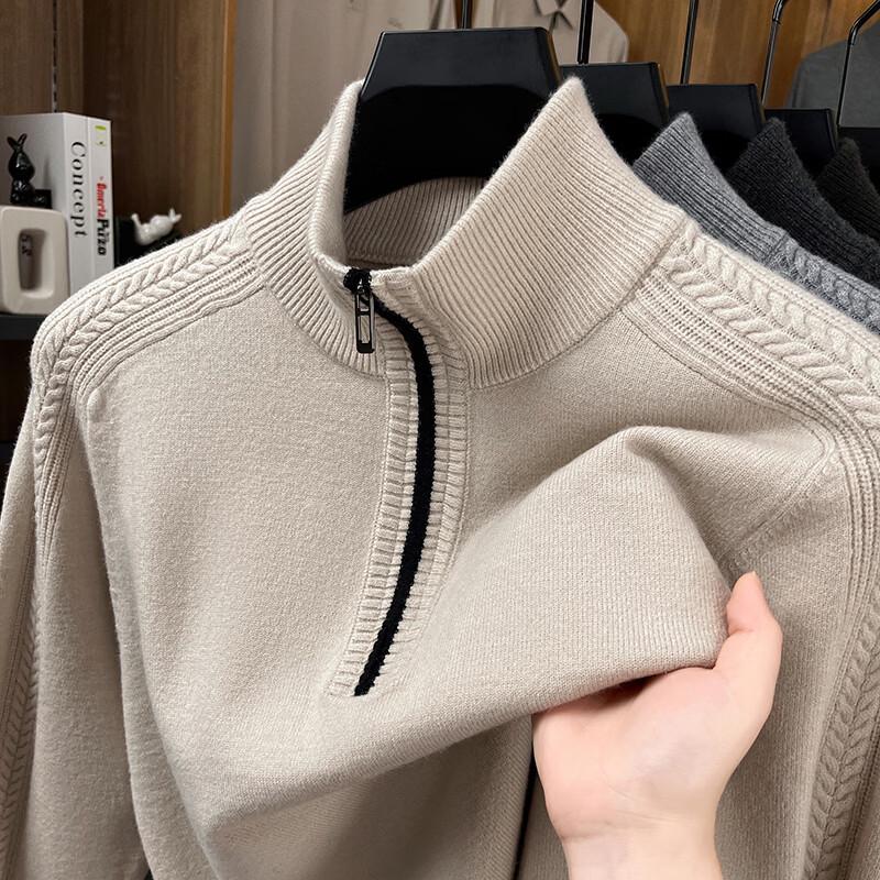 Hengyuanxiang Men's Half-Zip Mock Neck Knit Sweater