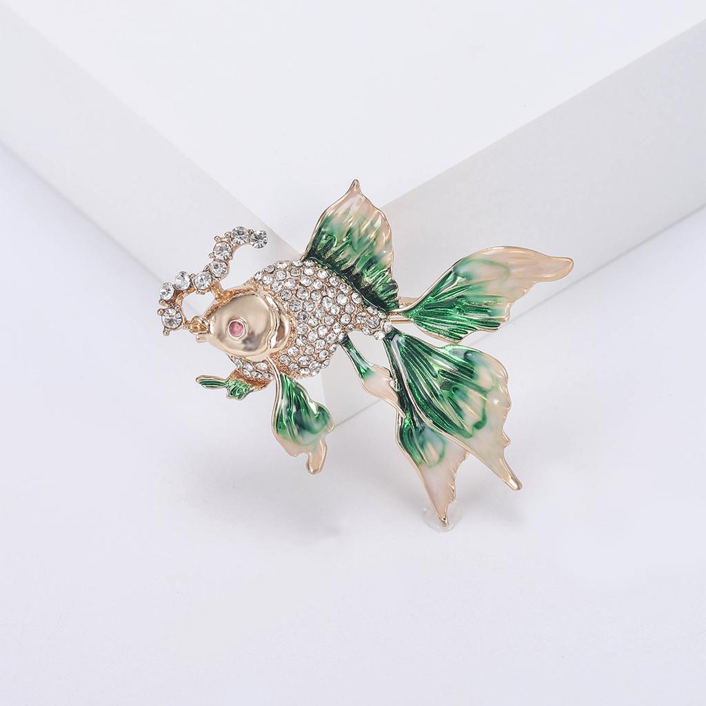 Rhinestone Goldfish Brooches for Women Enamel Aquatic Animal Pins Event Party New Gifts Backpack Decoration Clothes Accessories