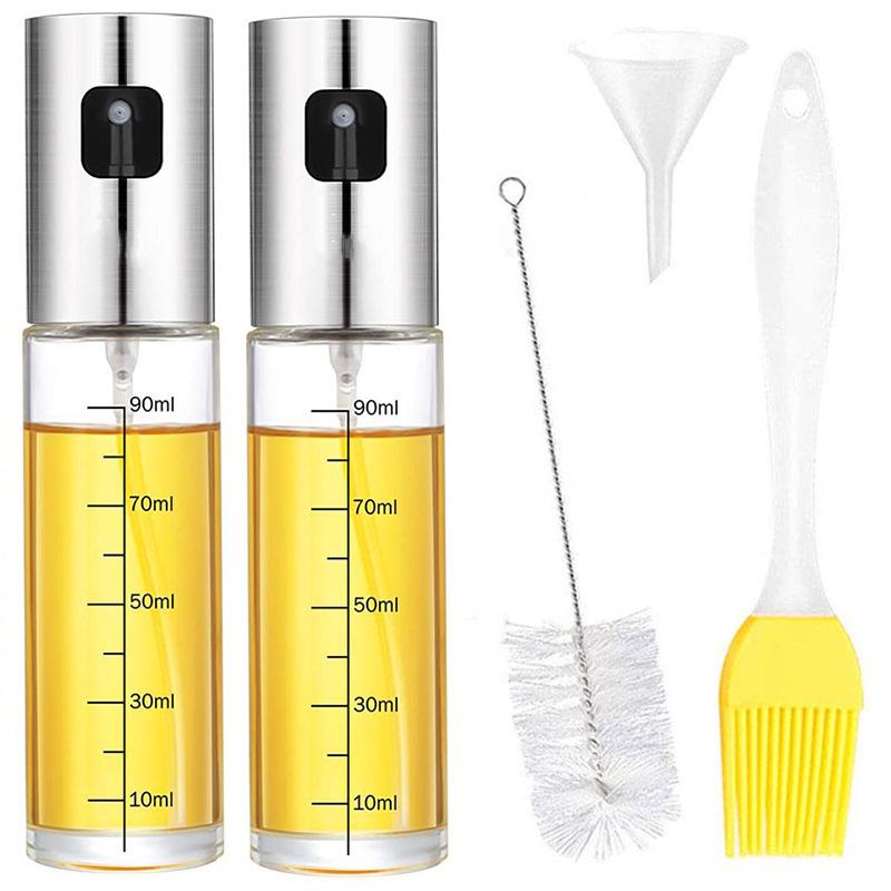 304 Stainless Steel Glass Oil Spray Bottle - Press Type for Barbecue and Cooking
