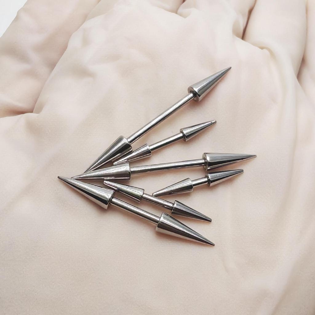 16G Stainless Steel Multi-Purpose Piercing: Ear, Tongue, Nipple - Sharp Cone Design