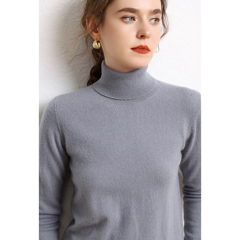 Women's High Neck Cashmere Sweater - Loose Fit, Pure Color, Thickened for Autumn/Winter