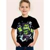 3D Printed Game Player T-Shirt for Boys - Vibrant pixel game design, short-sleeved round-neck,