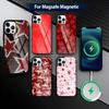 Ins Korea R-Red Stars Phone Case For iPhone17,16,15,14,13,12,11 Plus,Pro Magnetic with Magsafe Wireless Charging